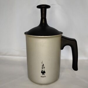 Bialetti Tuttocrema Manual Milk Frother Gray Black Stovetop Non Stick Italian